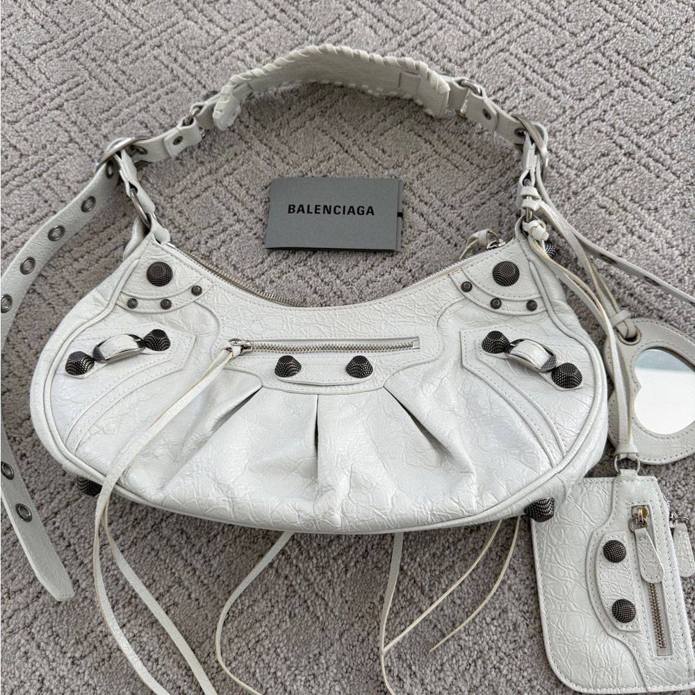 Balenciaga White Shoulder Bag with Stud Details